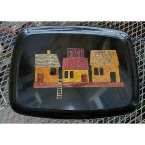 Vintage Couroc Siny Black Orange BrownTray FishFresh Village Monterey CA